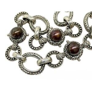 Barbara Bixby Sterling Silver & 18K Gold Cultured Freshwater Pearl Link Bracelet